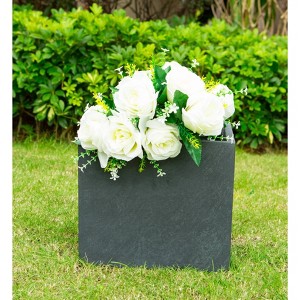 12" Square Concrete/Fiberglass Elegant Indoor/Outdoor Planter Charcoal Gray - Rosemead Home & Garden, Inc. - 1 of 4