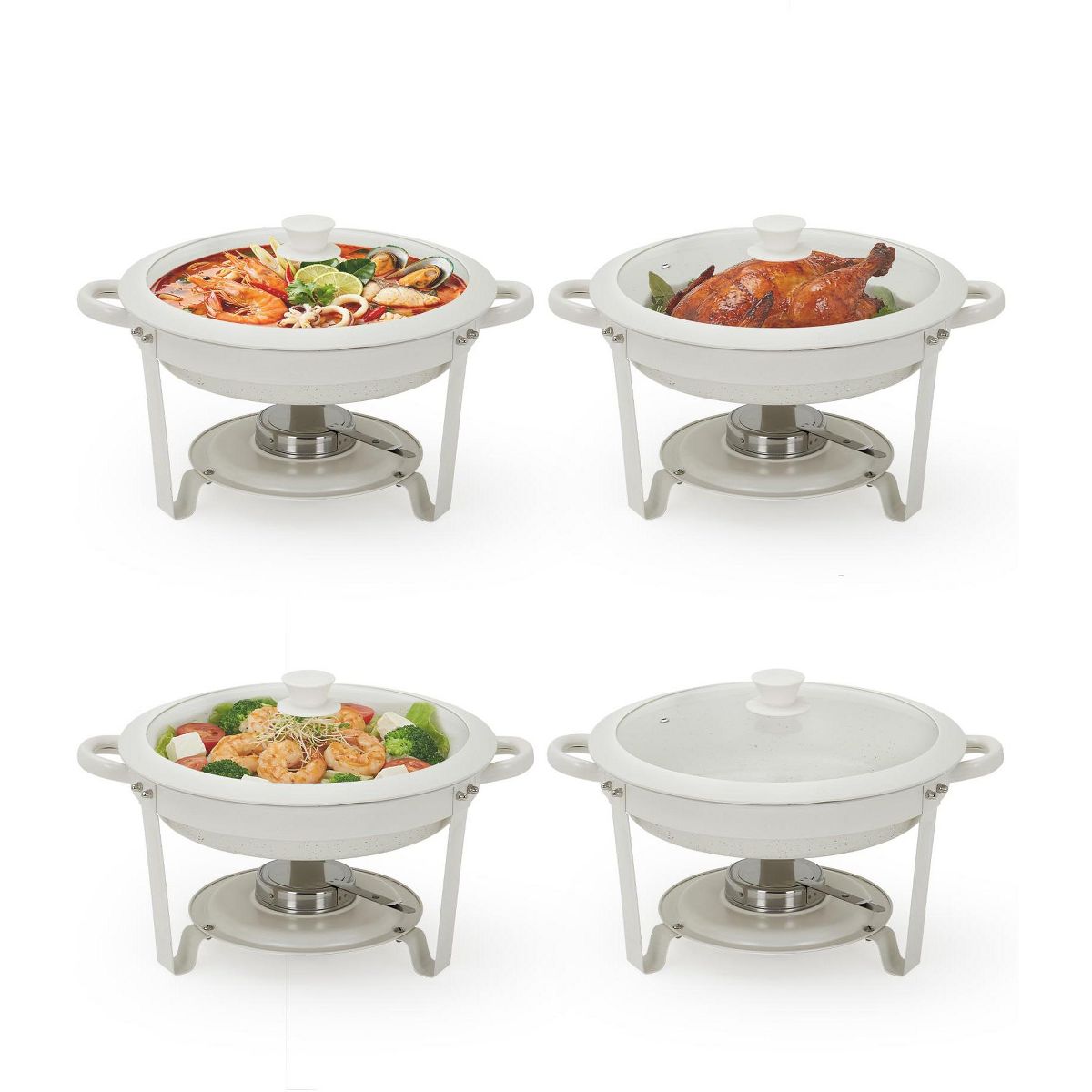 Garvee Chafing Dishes for Buffet 2 Pack, Round Maifanite Coated Food Warmers for Parties, Wedding Buffet Servers with Glass Lids for Catering - thumbnail 8