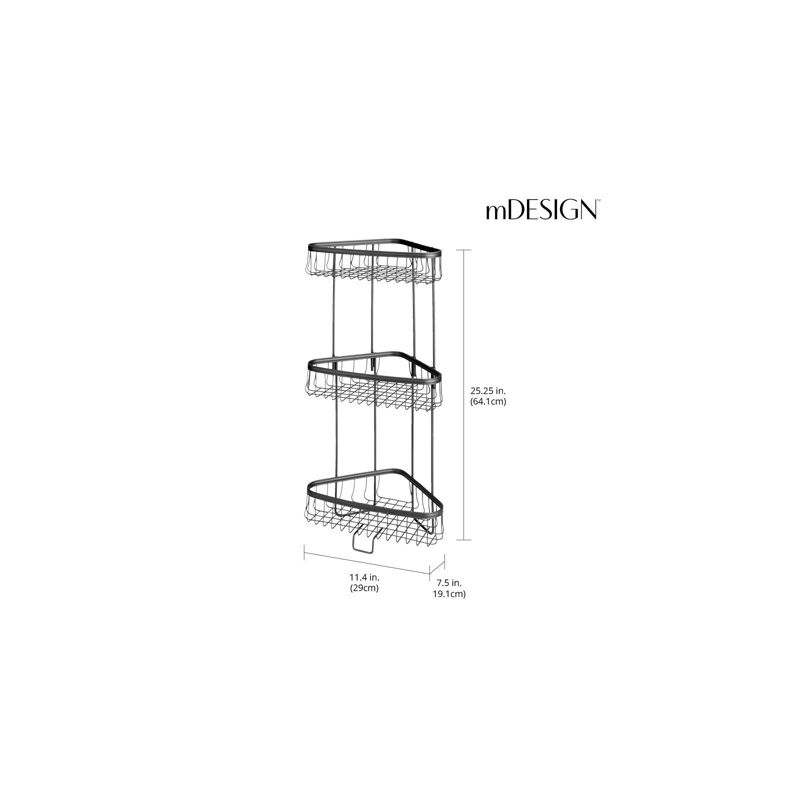 mDesign Metal 3-Tier Freestanding Bathroom Storage Rack, 2 of 5