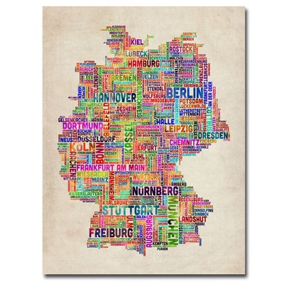Trademark Fine Art -Michael Tompsett 'Germany Text Map' Canvas Art
