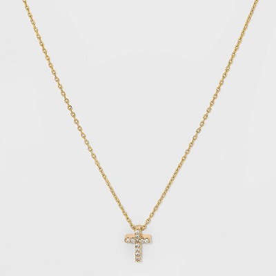 Cute Tiny Gold Cross Necklace 14K Small Cross Jewelry 
