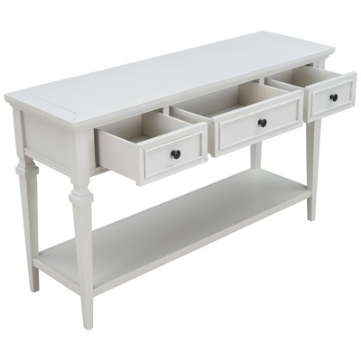 TiramisuBest Series Console Table Traditional Design with Two Drawers and Bottom Shelf with Ivory for Tables