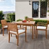 Generic 5 Piece Outdoor Dining Set Acacia Wood Patio Table and Chairs with Soft Cushions Patio Furniture for Deck, Backyard, Garden - 3 of 4