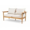 Outdoor Acacia Wood Loveseat,Modern Patio 2-Seater Armrest Sofa with Cushions,Small Space Furniture for Balcony Porch-Koiai - 3 of 4