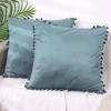 Unique Bargains Farmhouse Bedroom Decorative Velvet Pompoms Fringe Throw Pillow Covers 2 Pcs - 2 of 4