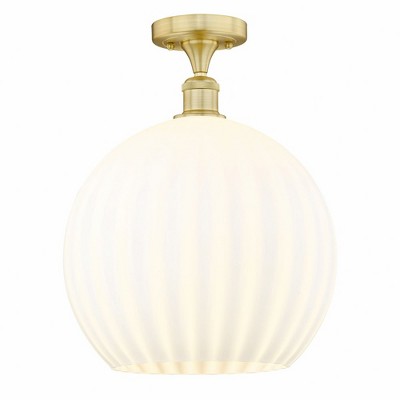 White Venetian - 1 Light Semi-Flush Mount In Modern Style-16.75 Inches Tall and 13.75 Inches Wide