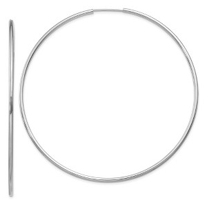 Black Bow Jewelry 1.5mm, 14k White Gold Endless Hoop Earrings, 64mm (2 1/2 Inch) - 1 of 4