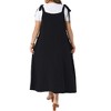 Women's Plus Size Tie Shoulder Strap Pleated Jumper Pinafore Casual Overall Dresses with Pockets - Agnes Orinda - 4 of 4
