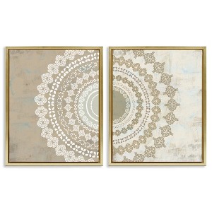Stupell Industries Rustic Mandala Boho Pattern 2pc Floating Frame Art Set - 1 of 4