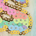 light pink, yellow, blue