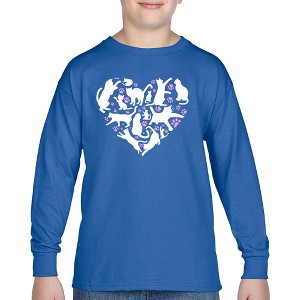 LA Pop Art Cat Heart - Boy's Word Art Long Sleeve T-Shirt - 1 of 4