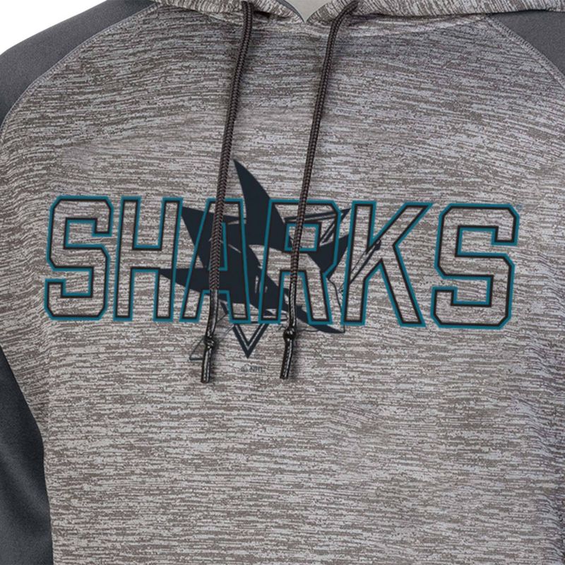NHL San Jose Sharks Men&#39;s Gray Performance Hooded Sweatshirt, 3 of 4