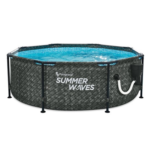 Summer Waves Active 8 Foot x 30 Inch Round Above Ground Metal Frame Outdoor Backyard Swimming Pool Set with Filter Pump and Cartridge - image 1 of 4