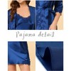cheibear Womens 4pcs Sleepwear Pjs Satin Lingerie Cami with Shorts Robe Pajama Set - 4 of 4