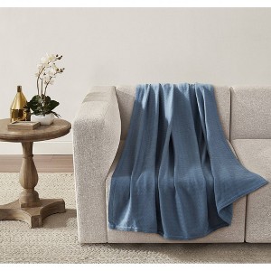 Borghese 50"x60" Roma Luxe Cotton Throw Denim Blue - 1 of 4