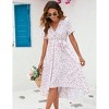 Clearlove Women's Classic V Neck Pleated Short Sleeves Midi Wedding Guest Dress - 4 of 4