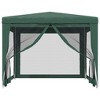 vidaXL Green Party Tent - 9.8'x9.8' Sun Shelter with UV-Resistant Polyethylene and Powder-Coated Iron Frame - Includes 4 Mesh Sidewalls - 3 of 4