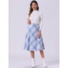 INSPIRE CHIC Women's Tartan Plaid High Waist Belted Vintage A-Line Midi Skirt - 3 of 4
