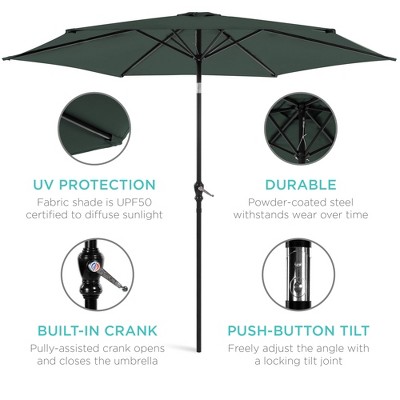 Slate 10ft Outdoor Steel Market Patio Umbrella with Crank and Tilt