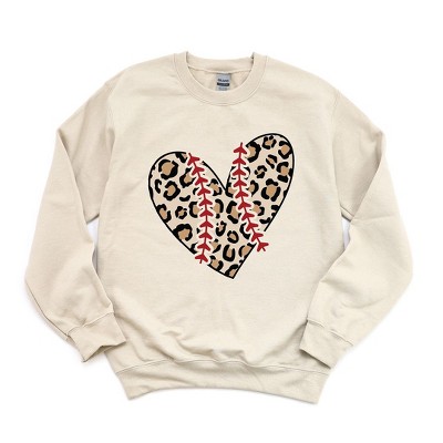 Simply Sage Market Women's Graphic Sweatshirt Leopard Baseball Heart