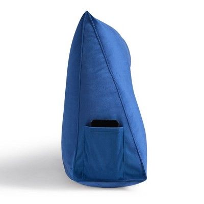 Full Size Blue Velvet Triangle Headboard Wedge Cushion