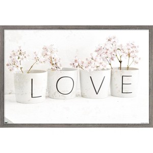 Trends International Tom Quartermaine - Love Blossom in Cups Framed Wall Poster Prints - 1 of 4