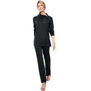 Jessica London Women's Plus Size Ponte Split Neck 2-Piece Set - 1 of 4