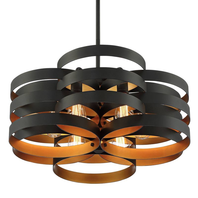 Possini Euro Design Zia Black Gold Chandelier 25 1/2" Wide Modern 6-Light Fixture for Dining Room House Foyer Kitchen Island Entryway Bedroom Home, 5 of 10