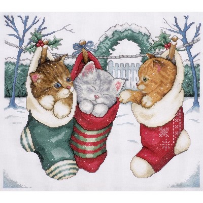 Design Works Counted Cross Stitch Stocking Kit 17 Long-snowman With Cats  (14 Count) : Target