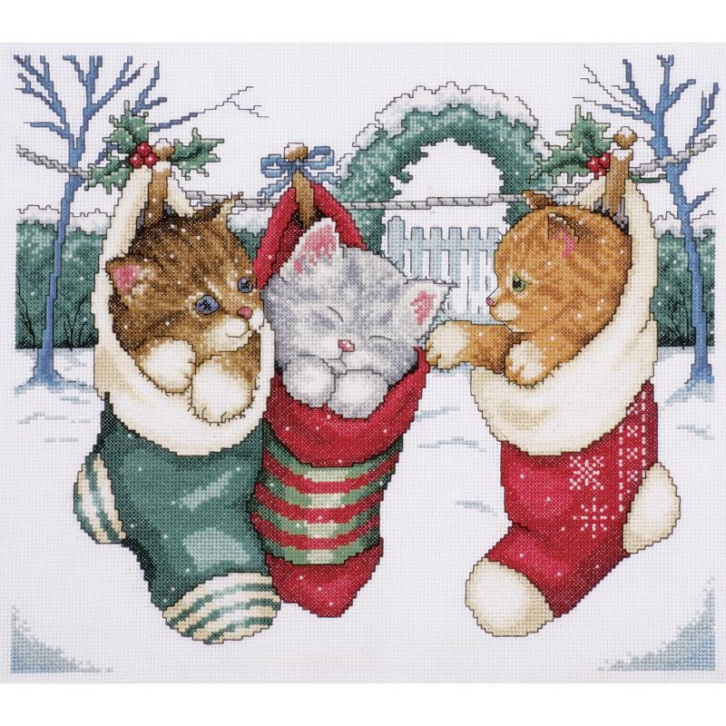 Design Works Counted Cross Stitch Kit 12"X14"-Cozy Kittens (14 Count), 1 of 2