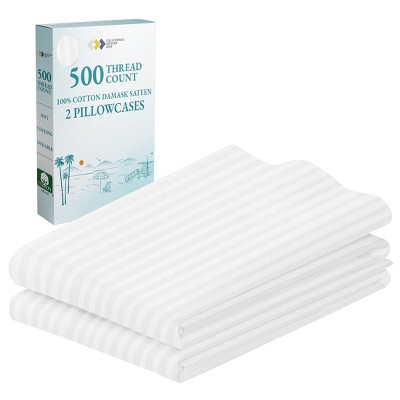 Luxury 500 Thread Count Pillowcase Set - 100% Cotton Sateen, Cool & Breathable by California Design Den