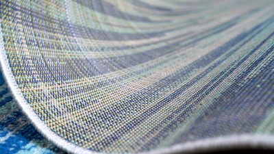 Gray and Cream Reversible Synthetic Stripe Area Rug, 3x5 Feet