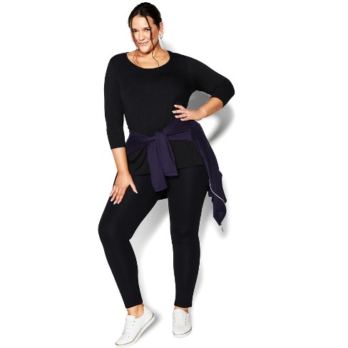 Women's Plus Size Pull On Ponte Pant Black - Regular | Avenue : Target