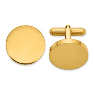 Chisel Stainless Steel Polished Yellow IP-plated Circle Cuff Links - 1 of 4