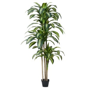 DR.Planzen 4-6FT Artificial Dracaena Tree with Realistic Leaves - Faux Indoor/Outdoor Floor Plant, Tall Fake House Plant for Tropical Home Decor - 1 of 4