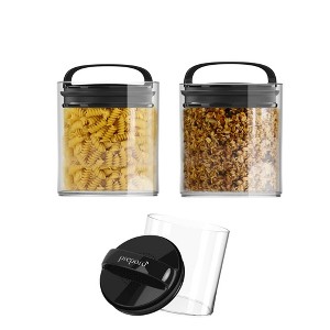 Prepara Evak Fresh Saver Short Airtight Containers, Large - Black Handle with Patented Twin-Valve System (2-Pack) - 1 of 4