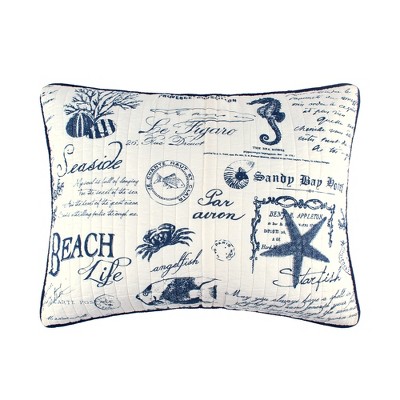 Navy Reversible Cotton Twin Quilt Set with Pillow Sham