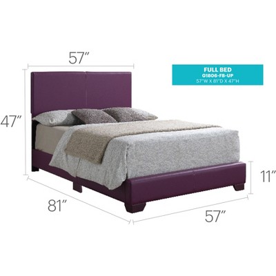 Aaron Purple Faux Leather Full Upholstered Bed