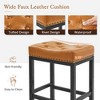 Arceso Counter Height Bar Stools, 24 Inch Saddle Backless Bar Stools Set of 4 for Kitchen Counter, Faux Leather Counter Stools with Black Metal Legs - 4 of 4
