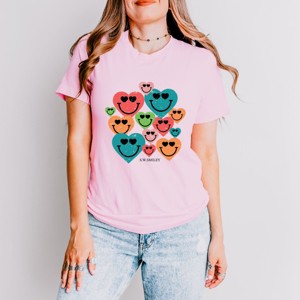 Simply Sage Market S.W.Smiley Distressed Smiley Hearts Short Sleeve Tee - 1 of 4