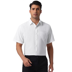 INSPIRE CHIC Men's Short Sleeve Button Down Casual Summer Hawaiian Beach Linen Shirts - 1 of 4