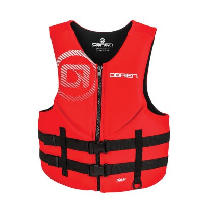 O'Brien Men's USCG Approved Traditional Lightweight Zip BioLite Life Jacket with 2 Adjustable Belts, Large, Red