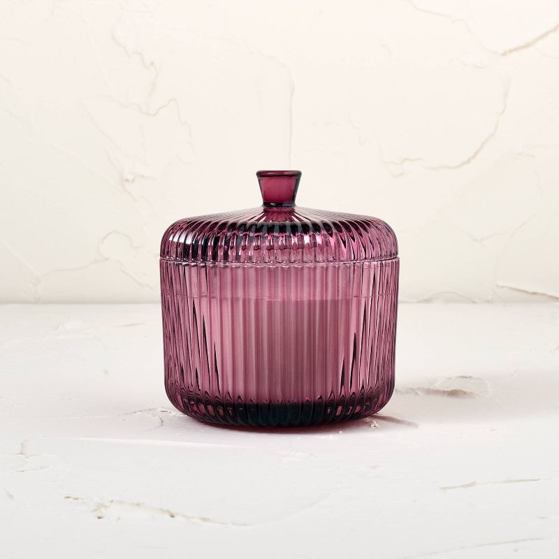 7oz Mandarin &#38; Patchouli Glass Trinket Box Candle Burgundy - Opalhouse&#8482; designed with Jungalow&#8482;, 1 of 10