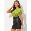 INSPIRE CHIC Women's Velvet Crew Neck Short Sleeve Casual Blouse - 2 of 4
