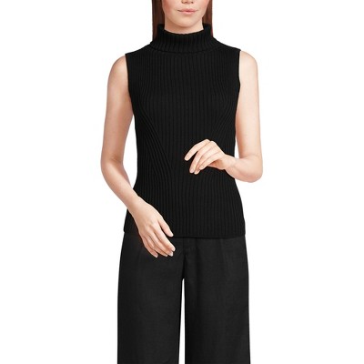 Lands' End Women's Fine Gauge Cotton Turtleneck Tank Sweater