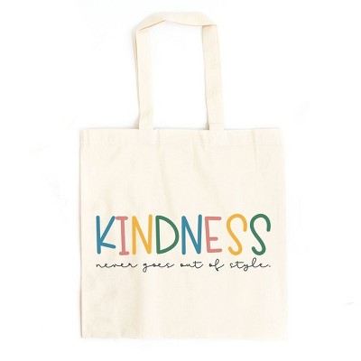 City Creek Prints Kindness Never Goes Out of Style Colorful Canvas Tote Bag - 15x16 - Natural