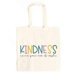 City Creek Prints Kindness Never Goes Out of Style Colorful Canvas Tote Bag - 15x16 - Natural - 1 of 2