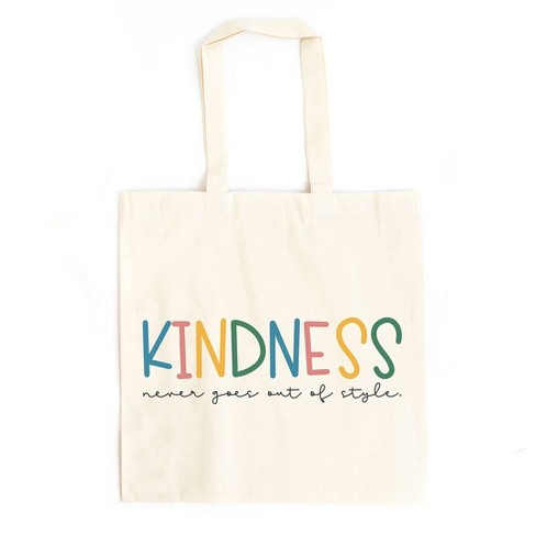 City Creek Prints Kindness Never Goes Out of Style Colorful Canvas Tote Bag - 15x16 - Natural - image 1 of 2