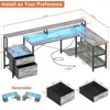 Aheaplus Home Office Desk with Charging Station, Reversible L-shaped Computer Desk with Drawers, LED Lights - 2 of 4