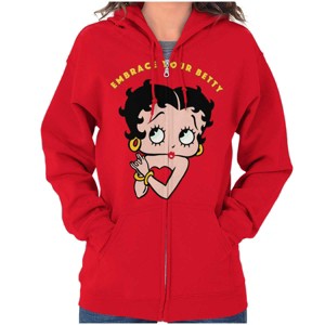 Women's Betty Boop Cartoon Cute Motivational Zip Hoodie Sweatshirt Brisco Brands - 1 of 4